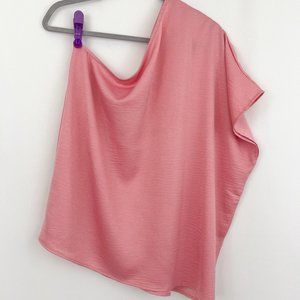 One-Shoulder Pink Dressy Short-Sleeve Top